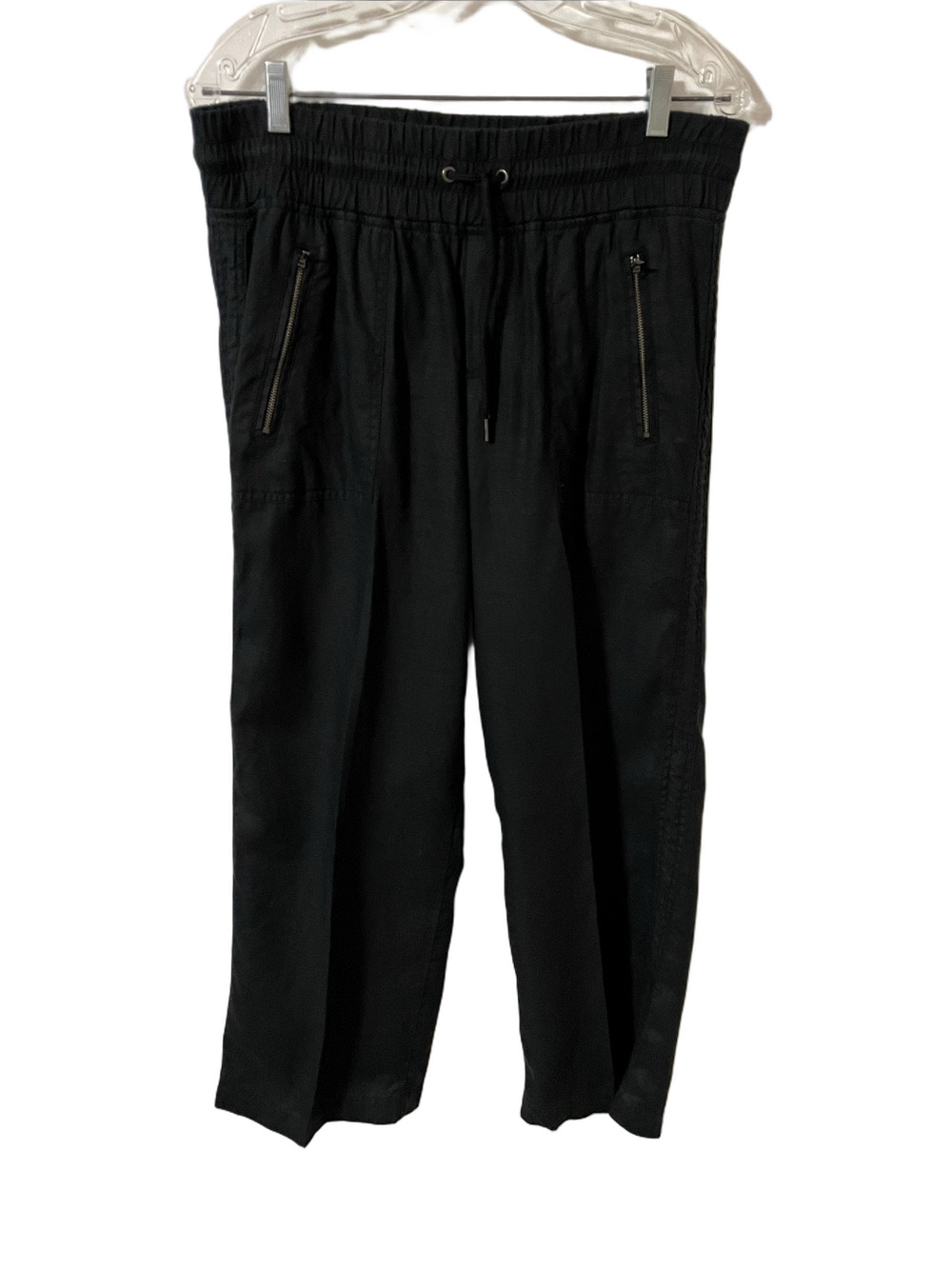 Athleta Black Linen Drawstring Pants Size 12P